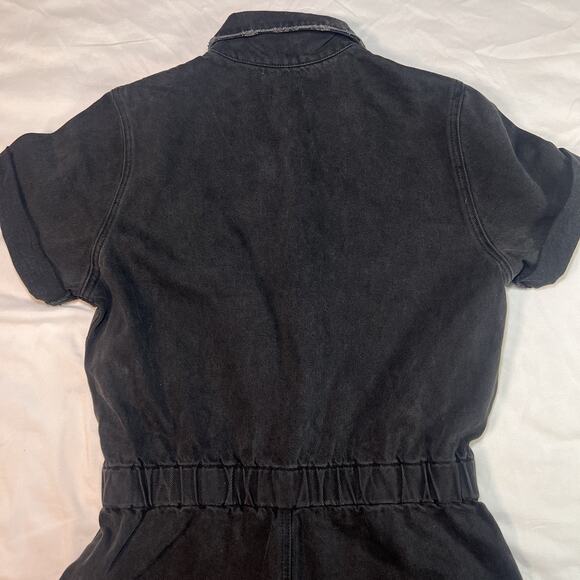 Show Me Your Mumu Romper Size M Washed Black Cannon Button Distressed Short NWT - Picture 9 of 12